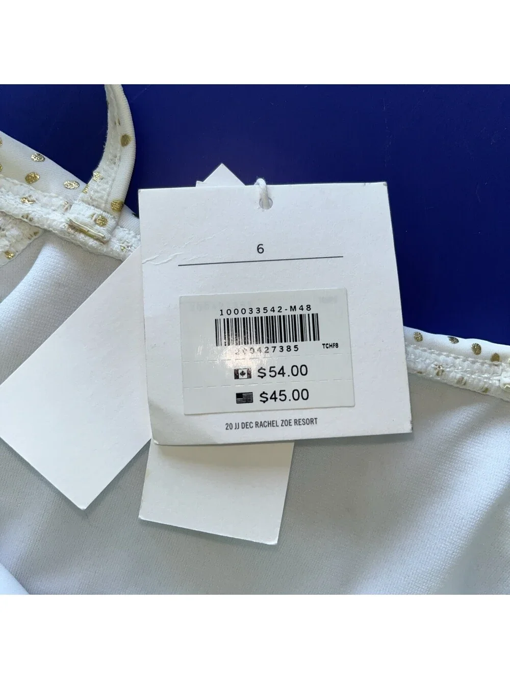 Rachel Zoe x Janie and Jack Bikini Top Girl 6T White Gold Polka Dot Ruffle Swim